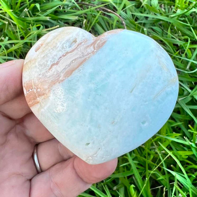 Caribbean Calcite Heart Crystal Gift for Her Blue CrystalHeart