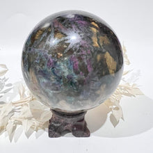 Load image into Gallery viewer, Ruby and Kyanite Crystal Sphere Crystal Ball
