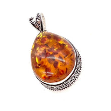 Load image into Gallery viewer, Vintage Design Baltic Amber Gemstone 925 Sterling Silver Jewellery Pendant Gift for Her
