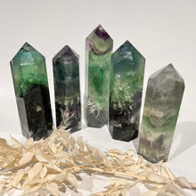 Load image into Gallery viewer, Rainbow Fluorite Crystal Tower Point Generator
