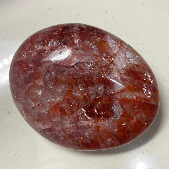 Fire Quartz Crystal Palm Stone Crystal