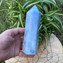 Load image into Gallery viewer, Blue Calcite Crystal Tower Blue Crystal Obelisk Point Generator
