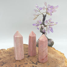 Load image into Gallery viewer, Pink Petrified Wood Crystal Tower Point Generator
