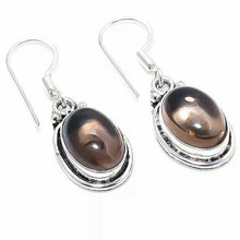 Load image into Gallery viewer, Modern Design Smokey Topaz  Gemstone 925 Sterling Silver Jewellery  Drop Earrings Gift for Her
