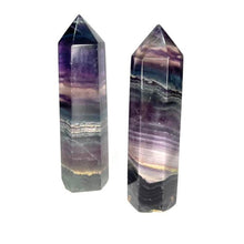 Load image into Gallery viewer, Purple Blue Fluorite Crystal Tower Point Generator
