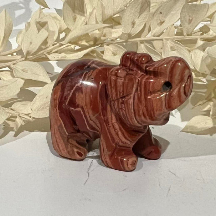 Red Jasper Elephant Crystal Carving