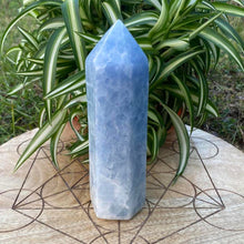 Load image into Gallery viewer, Blue Calcite Crystal Tower Blue Crystal Obelisk Point Generator
