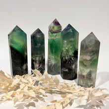 Load image into Gallery viewer, Rainbow Fluorite Crystal Tower Point Generator
