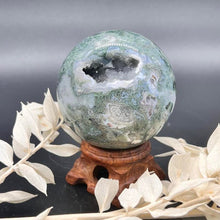 Load image into Gallery viewer, Moss Agate Crystal Sphere Crystal Ball
