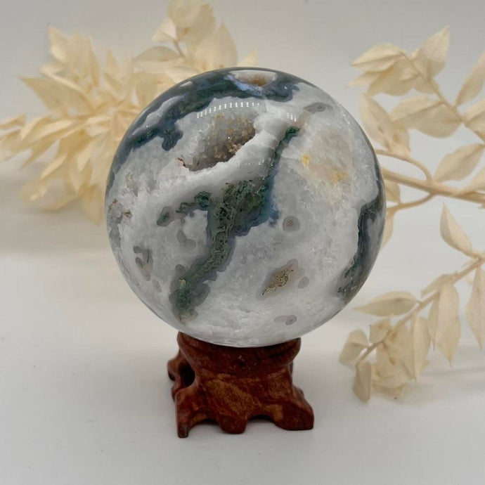 Moss Agate Crystal Sphere Crystal Ball