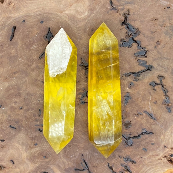 Yellow Fluorite Crystal Double Terminated Point