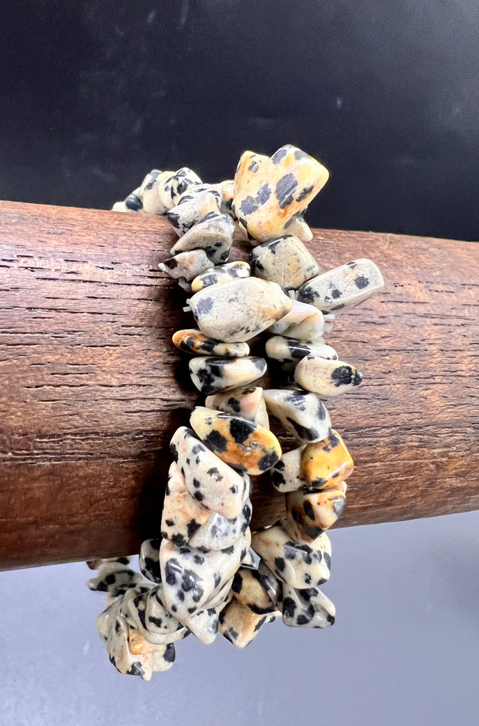 Dalmatian Jasper Crystal Chip Bracelet