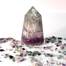 Load image into Gallery viewer, Rainbow Fluorite Crystal Tower Point Generator
