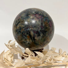 Load image into Gallery viewer, Ruby and Kyanite Crystal Sphere Crystal Ball
