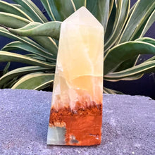 Load image into Gallery viewer, Lemon Calcite Crystal Tower Point Generator Obelisk
