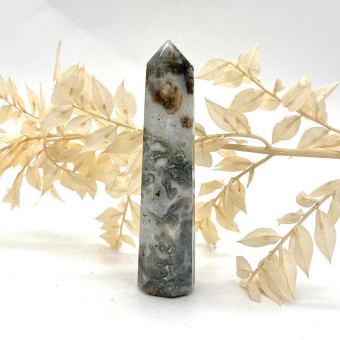 Moss Agate Crystal Tower Point Generator