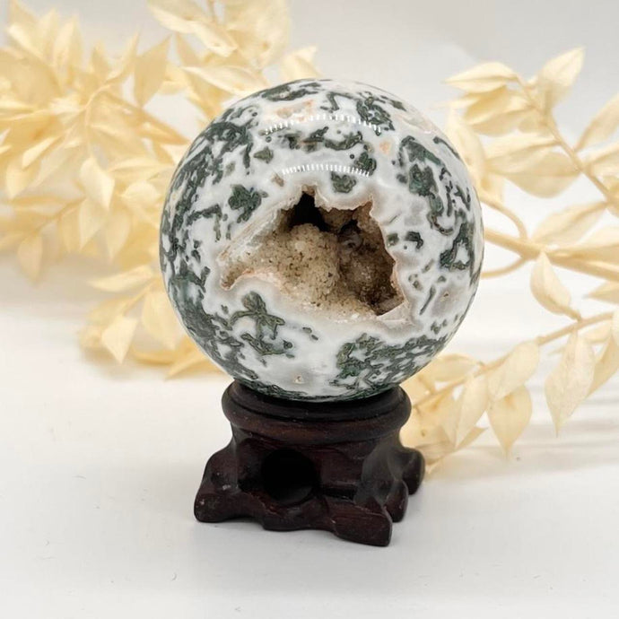 Moss Agate Crystal Sphere Crystal Ball