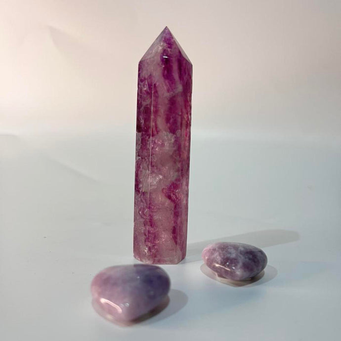 Rainbow  Purple Green Fluorite Crystal Tower Point Generator