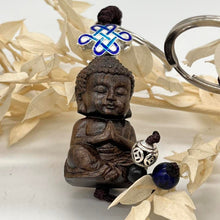 Load image into Gallery viewer, Wooden Buddha Key Ring / Key Chain Holder   Beautiful item Length from ring to base 12cm
