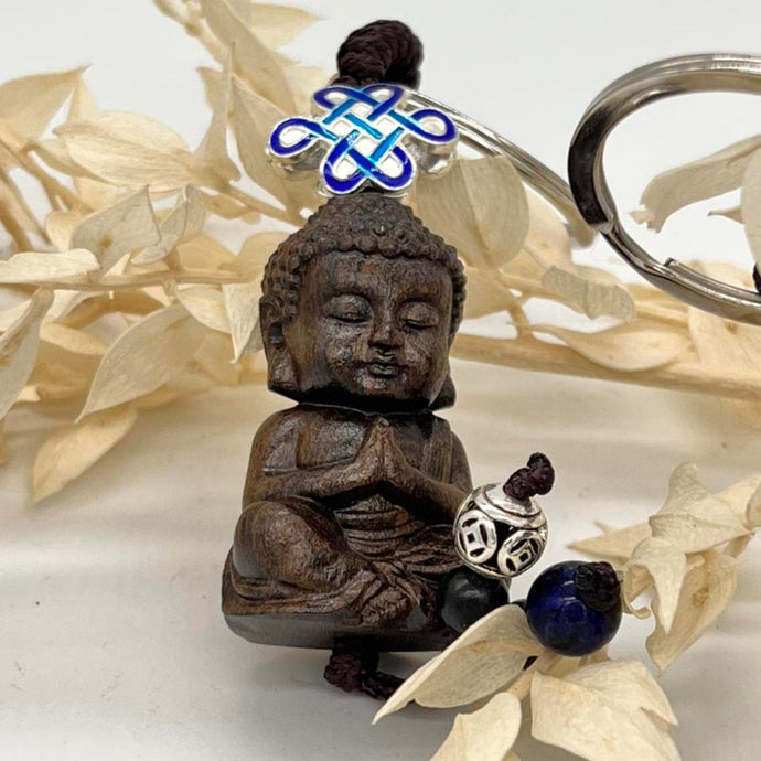 Wooden Buddha Key Ring / Key Chain Holder   Beautiful item Length from ring to base 12cm