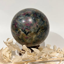 Load image into Gallery viewer, Ruby and Kyanite Crystal Sphere Crystal Ball
