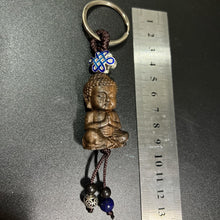 Load image into Gallery viewer, Wooden Buddha Key Ring / Key Chain Holder   Beautiful item Length from ring to base 12cm
