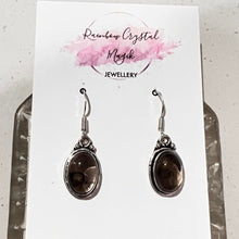 Load image into Gallery viewer, Modern Design Smokey Topaz  Gemstone 925 Sterling Silver Jewellery  Drop Earrings Gift for Her
