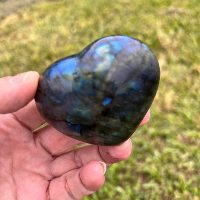 Labradorite Crystal Heart with Great Flash Labradorite Crystal Heart