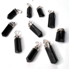 Load image into Gallery viewer, Black Tourmaline Crystal Pendant Silver Plated Mount
