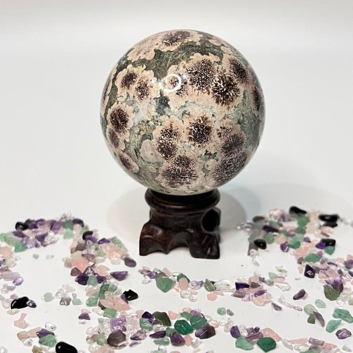 Flower Agate Crystal Sphere Crystal Ball Specimen Gift