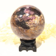 Load image into Gallery viewer, Pegmatite Crystal Sphere ~ Smokey Quartz, Lepidolite, Lithium, Pink Tourmaline Crystal Ball
