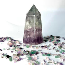 Load image into Gallery viewer, Rainbow Fluorite Crystal Tower Point Generator
