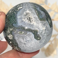 Load image into Gallery viewer, Moss Agate Druzy Crystal Sphere Crystal Ball
