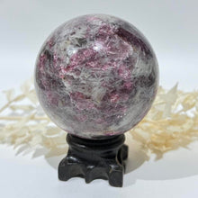 Load image into Gallery viewer, Pegmatite Crystal Sphere ~ Smokey Quartz, Lepidolite, Lithium, Pink Tourmaline Crystal Ball
