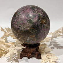 Load image into Gallery viewer, Ruby and Kyanite Crystal Sphere Crystal Ball
