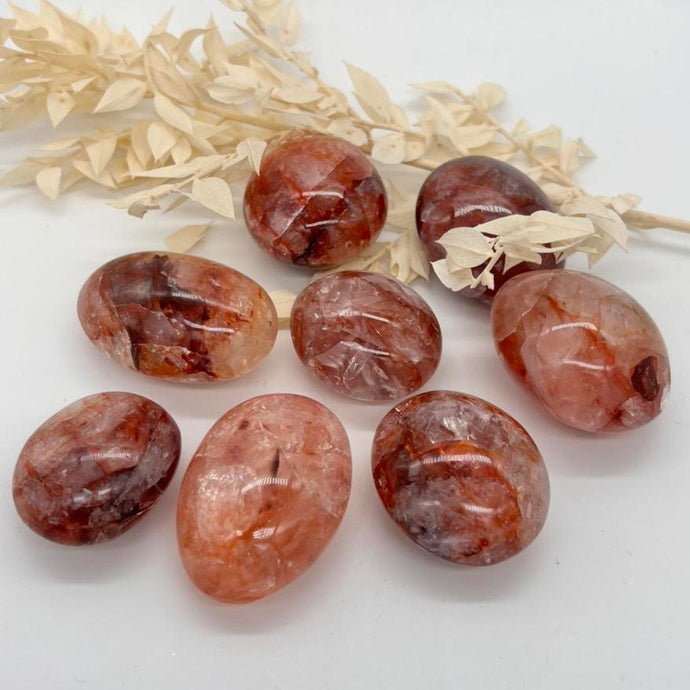 Fire Quartz Crystal Palm Stone Crystal