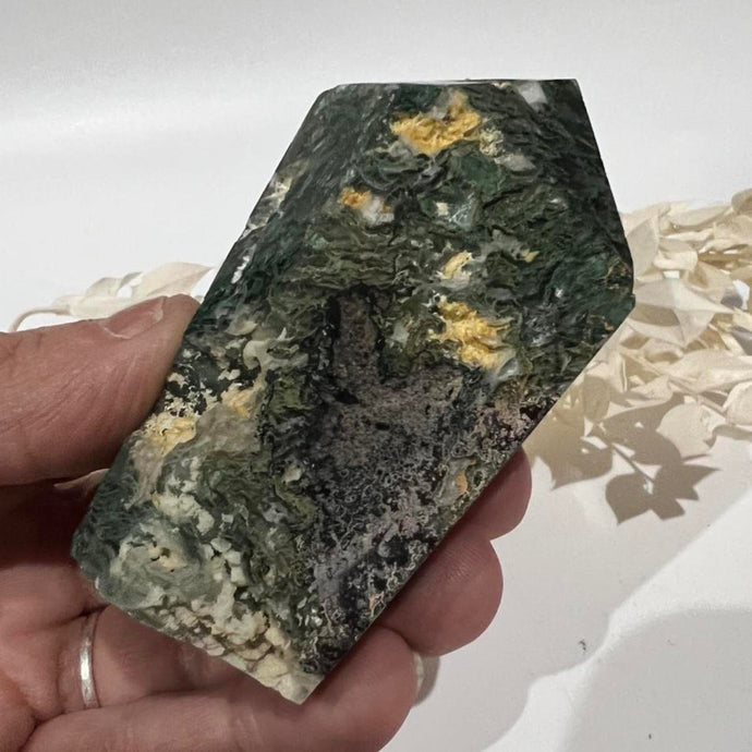 Moss Agate Crystal Tower Point Generator