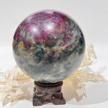 Load image into Gallery viewer, Ruby and Kyanite Crystal Sphere Crystal Ball
