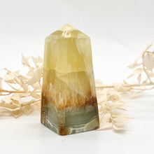 Load image into Gallery viewer, Lemon Calcite Crystal Tower Point Generator Obelisk
