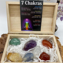 Load image into Gallery viewer, Crystal Chakra Large Tumble Stone Gift Set in Wooden Presentation Box
