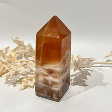 Load image into Gallery viewer, Honey Calcite Crystal Tower Point Obelisk Generator
