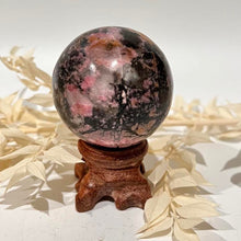 Load image into Gallery viewer, Rhodonite Crystal Sphere Metaphysical, Crystals, Healing, Stone Sphere
