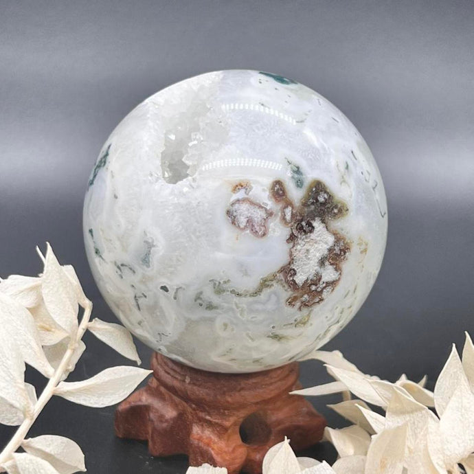 Moss Agate Crystal Sphere Crystal Ball