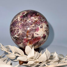 Load image into Gallery viewer, Pegmatite Crystal Sphere ~ Smokey Quartz, Lepidolite, Lithium, Pink Tourmaline Crystal Ball
