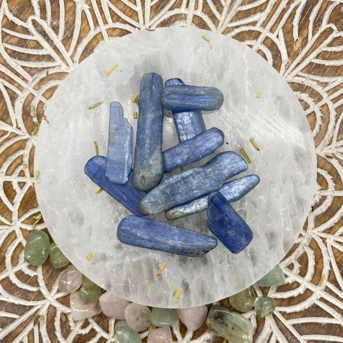 Blue Kyanite - 10 Small Blades Tumbled / Tumble Stone / Tumbles