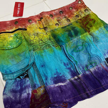 Load image into Gallery viewer, Wrap Around Pop Fastening Rainbow Mini Skirt Festival Hippie Boho Skirt
