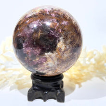 Load image into Gallery viewer, Pegmatite Crystal Sphere ~ Smokey Quartz, Lepidolite, Lithium, Pink Tourmaline Crystal Ball
