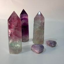 Load image into Gallery viewer, Rainbow Fluorite Crystal Tower Point Generator
