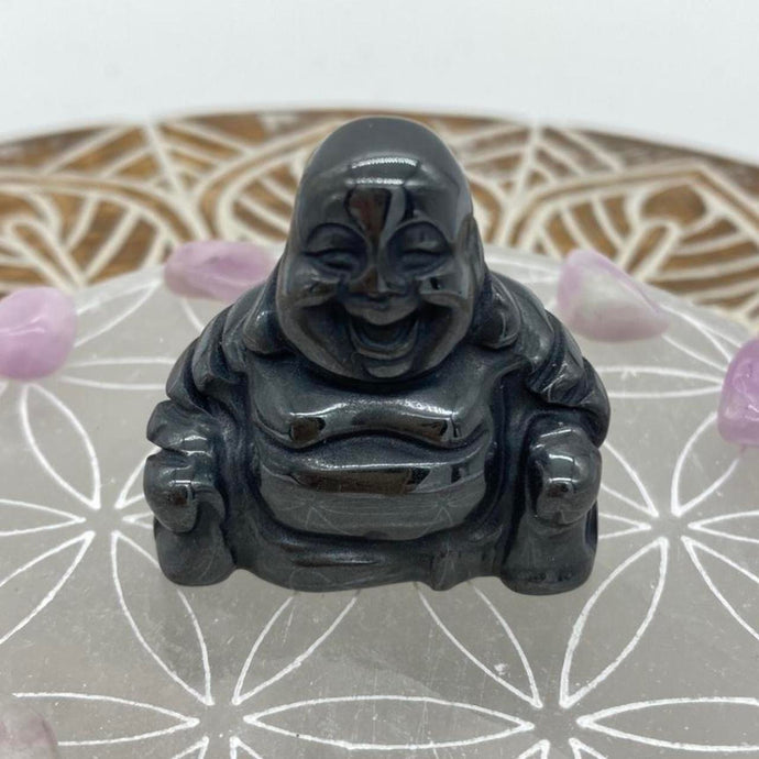 Hematite Buddha Crystal Carving