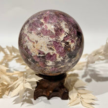 Load image into Gallery viewer, Pegmatite Crystal Sphere ~ Smokey Quartz, Lepidolite, Lithium, Pink Tourmaline Crystal Ball
